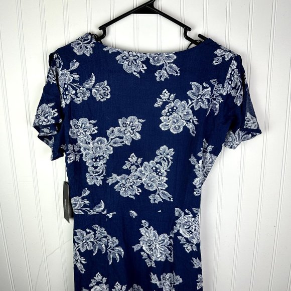 Lulu’s Heart of Marigold Navy Blue Floral Print Wrap Maxi Dress XS NWT - Picture 7 of 7